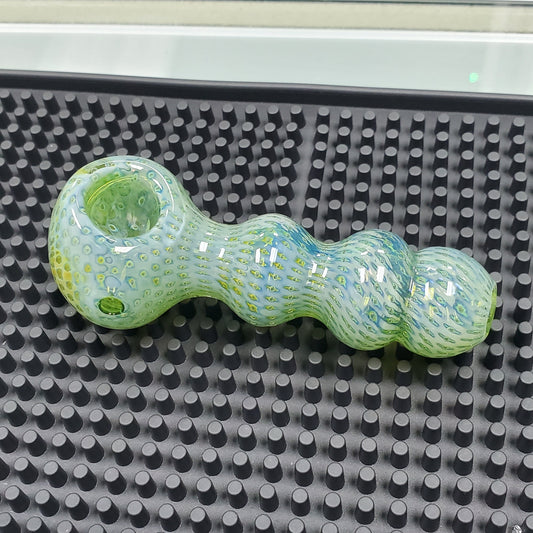 4" Spoon Bubble Trap with Silver Fumed - Green