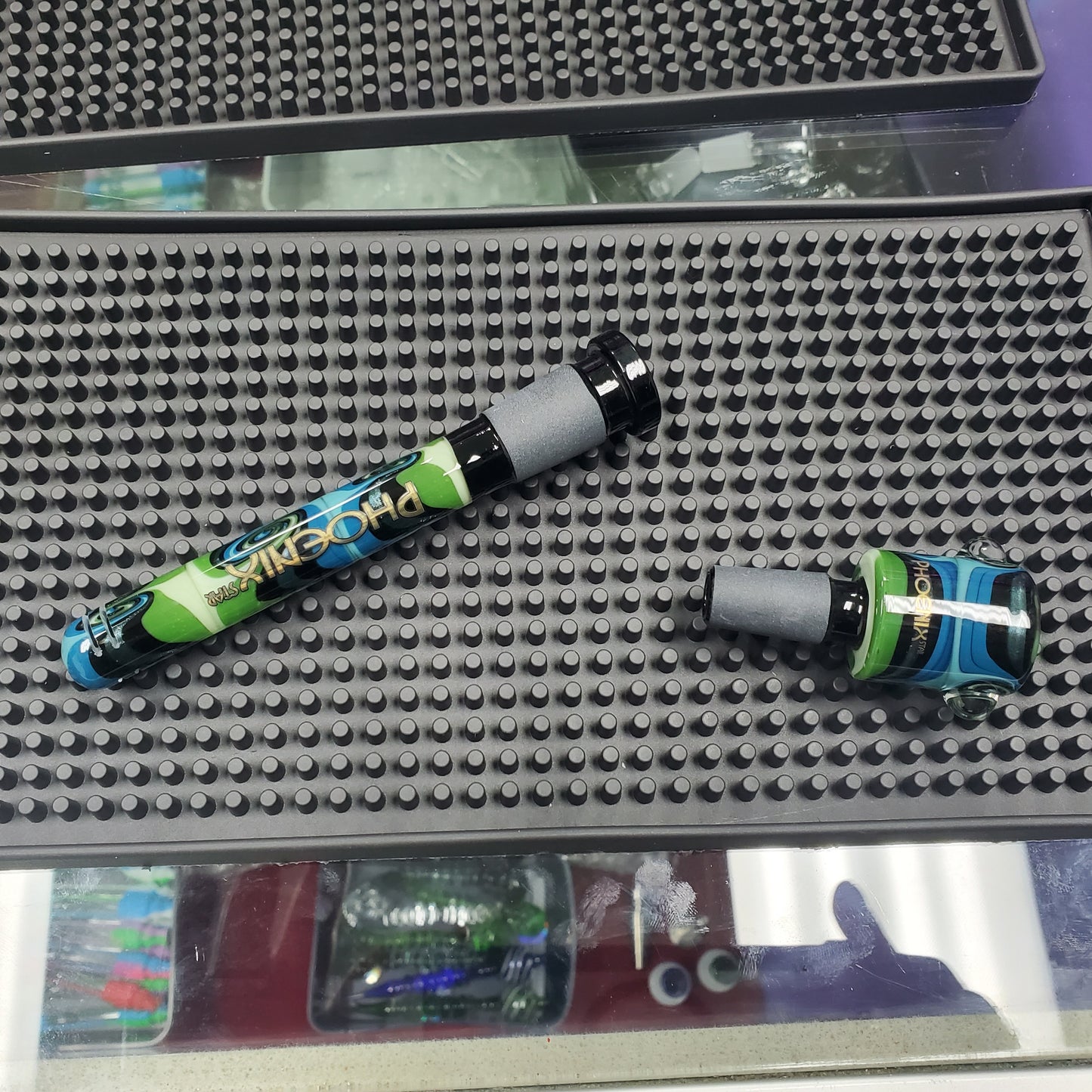 Bowl & Downstem set - Blue/Green/Black