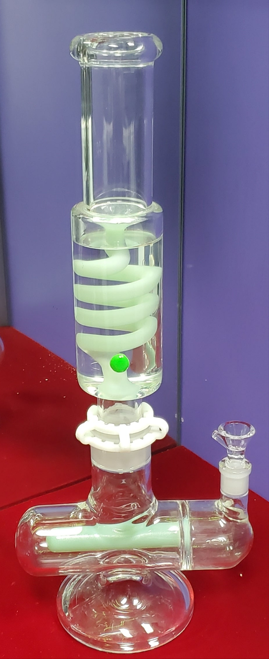 18" Glycerin Coil w/ Inline perc - Milk Green