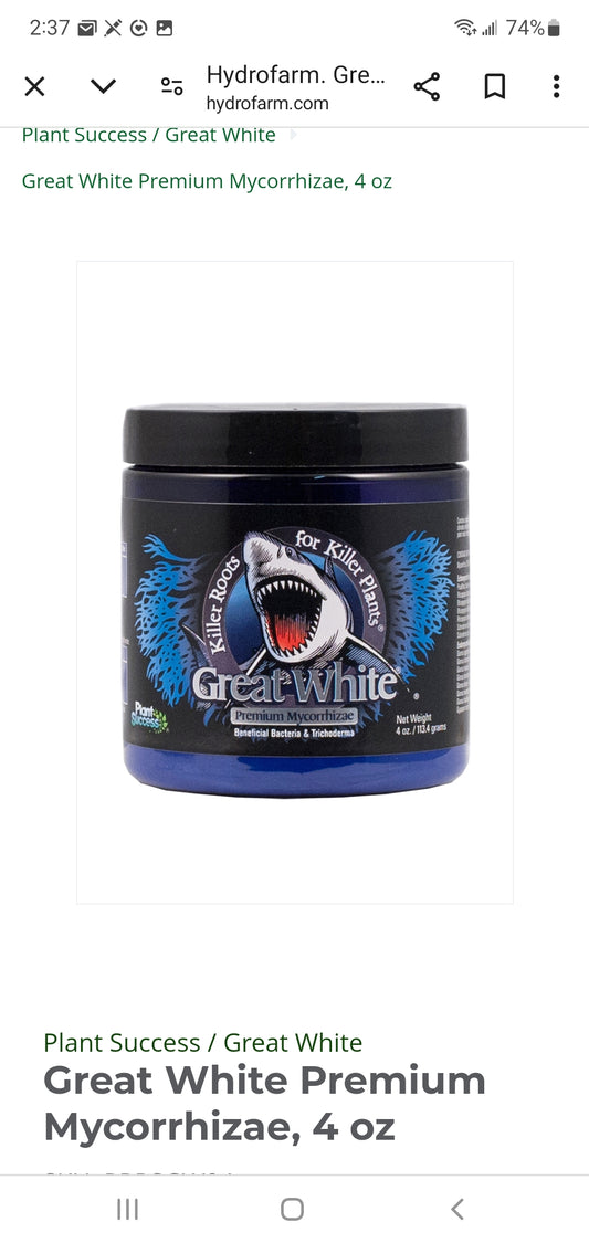 Great White Premium Mycorrhizae, 4 oz