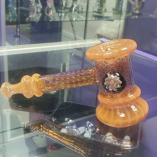 6" Glass Hammer Art -  Purple & Amber