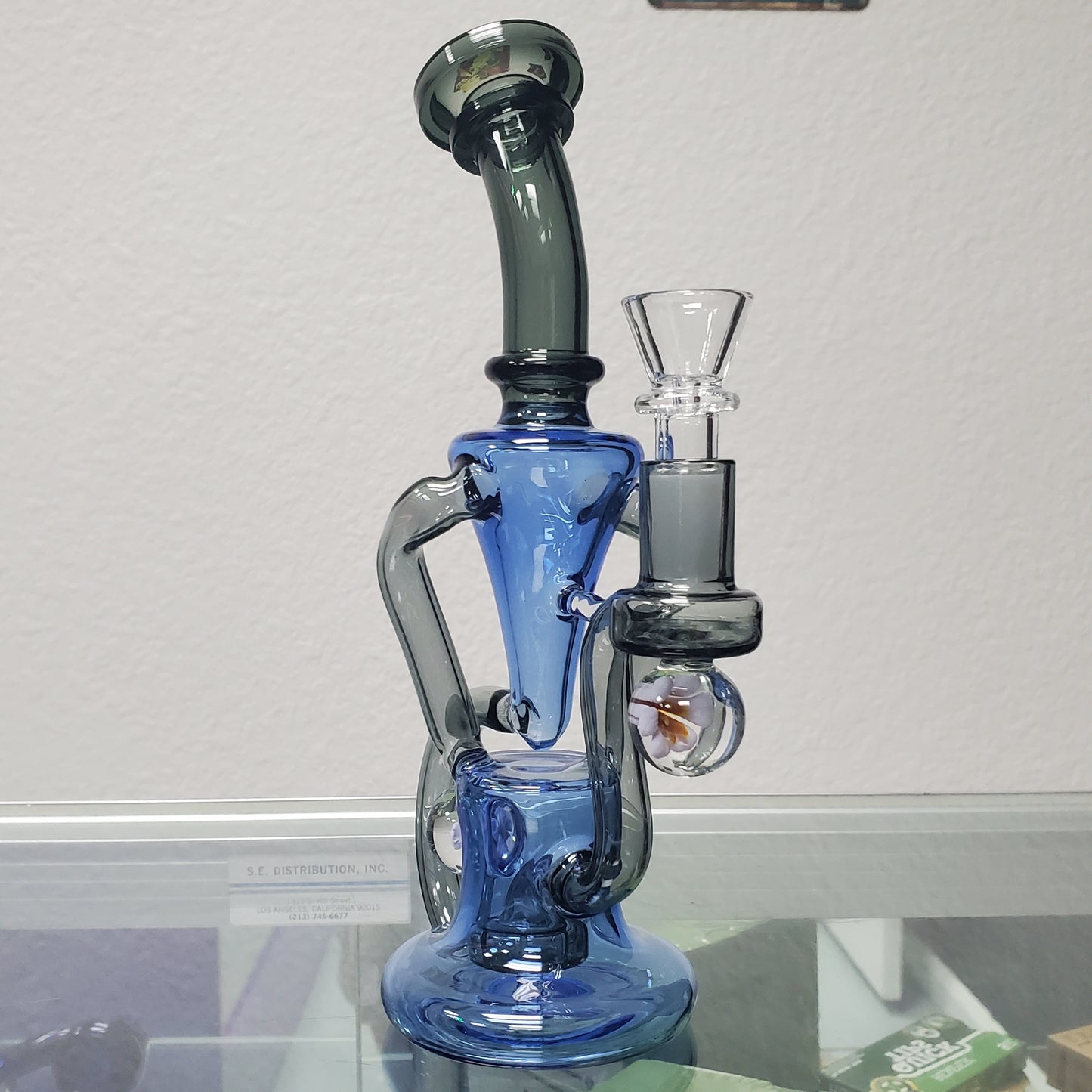 9" Recycler Blue/Black flower Trophy