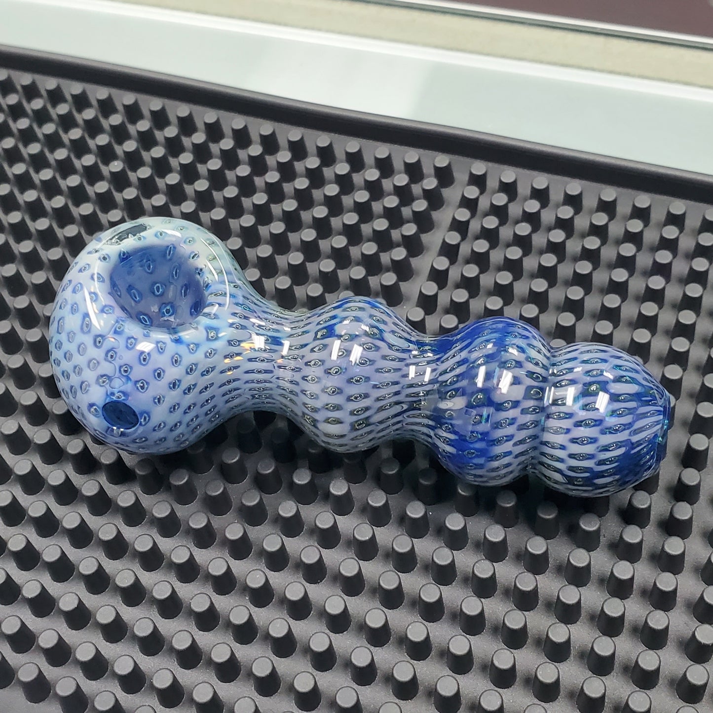 4" Spoon Bubble Trap with Silver Fumed - Blue