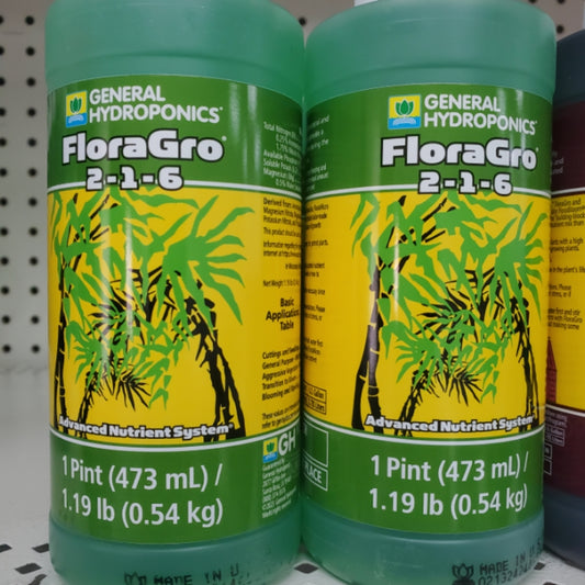 General Hydroponics Floragro Plant Food, 2-1-6 1quart