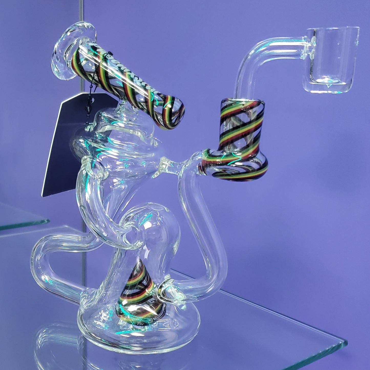 Phoenix Star 6.5" Recycler - Green/Red/Yellow/Black swirl