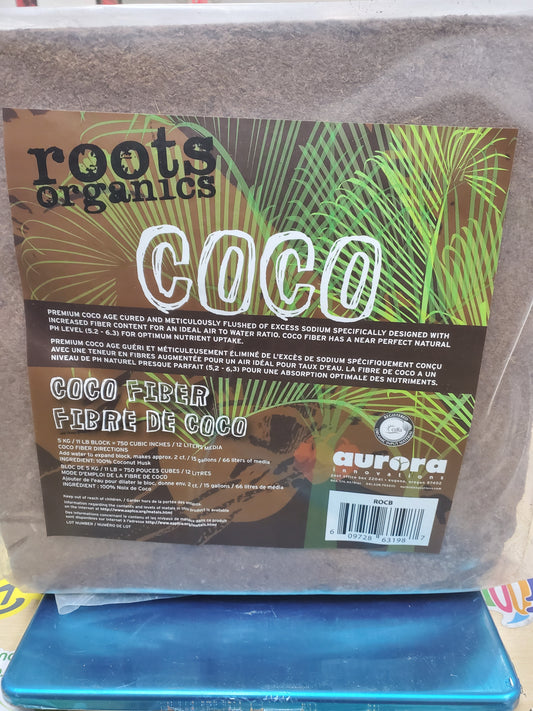 Roots Organics Coco Fiber, 12" x 12" Compressed Block